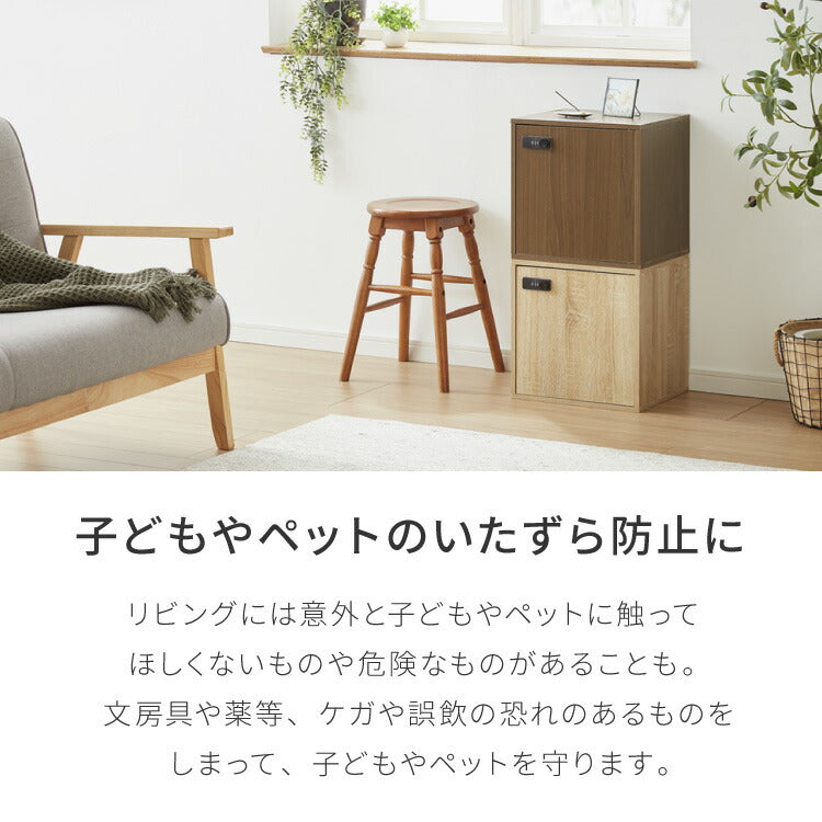 キューブボックス A4 木目 鍵付き 扉付き 幅35cm レイアウト自由自在 ダイヤル ダイヤル錠付きボックス 収納 収納ボックス 整理整頓 A4サイズ 本棚 ラック 収納ラック 鍵付きラック レイアウト自由