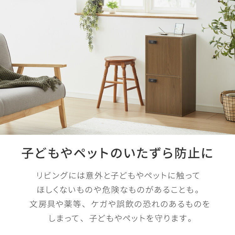 カラーボックス 2段 A4 2個セット 木目 鍵付き 扉付き 幅35cm