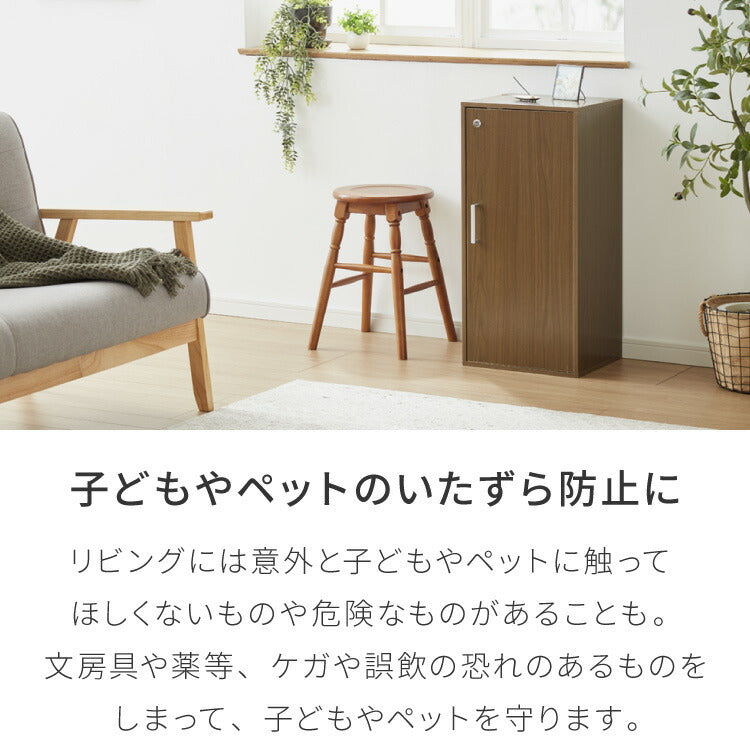 カラーボックス 3段 A4 木目 鍵付き 扉付き 幅35cm レイアウト自由自在