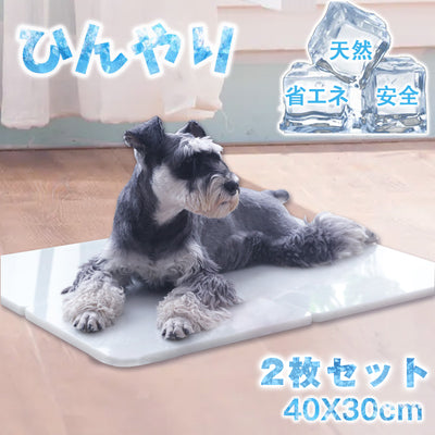 ひんやりマット クールマット 犬 猫 うさぎ 夏 暑さ対策 熱中症対策 接触冷感 清潔 角丸 ゴム脚付き 40×30cm ホワイト 2枚組