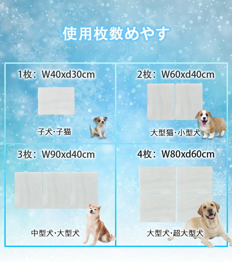 省エネ電気いらず ペットの猛暑の暑さ対策・夏バテ対策に 複数枚並べて中型犬・大型犬にも 涼しい 40cm×30cm×2cm 天然大理石 安全素材 角丸 2cm ゴム脚付き お手入れ簡単 清潔 ホワイト 犬 猫 ひんやり 大理石ボード ペットボード