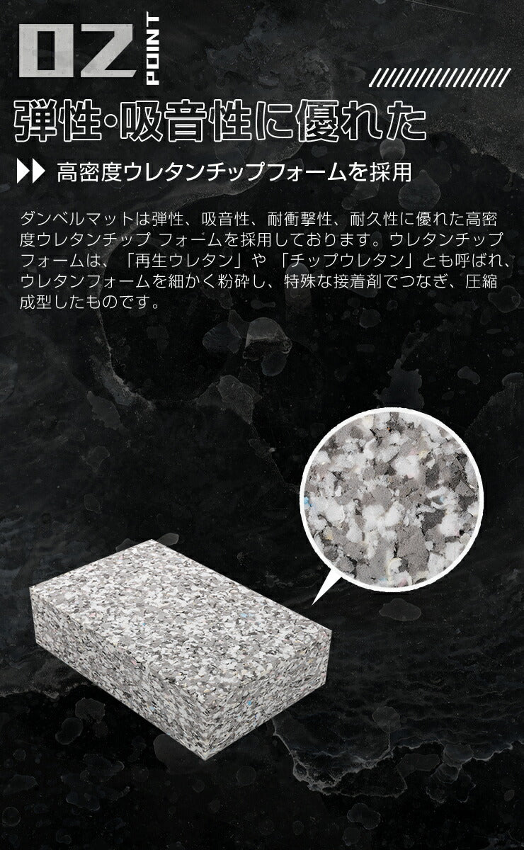 ダンベルマット ブラック ウレタン 40×60cm 厚さ15cm 2個セット シンプル ドロップマット ジムマット トレーニングマット  衝撃吸収 筋トレ ウェイトトレーニング ホームトレーニング 防音 クッション マット 安全 コンパクト