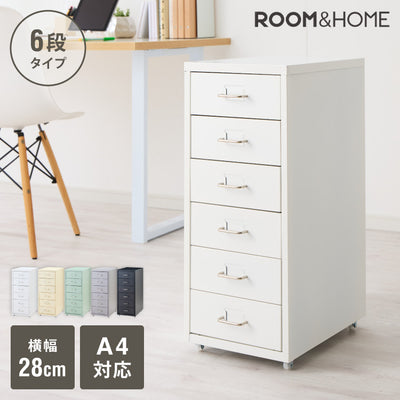 Roomnhome デスクワゴン 6段 キャビネット キャスター付き オフィスワゴン 書類ケース サイドワゴンキャビネット 縦型ファイルキャビネット キャスター付き 可動式キャビネット 韓国インテリア