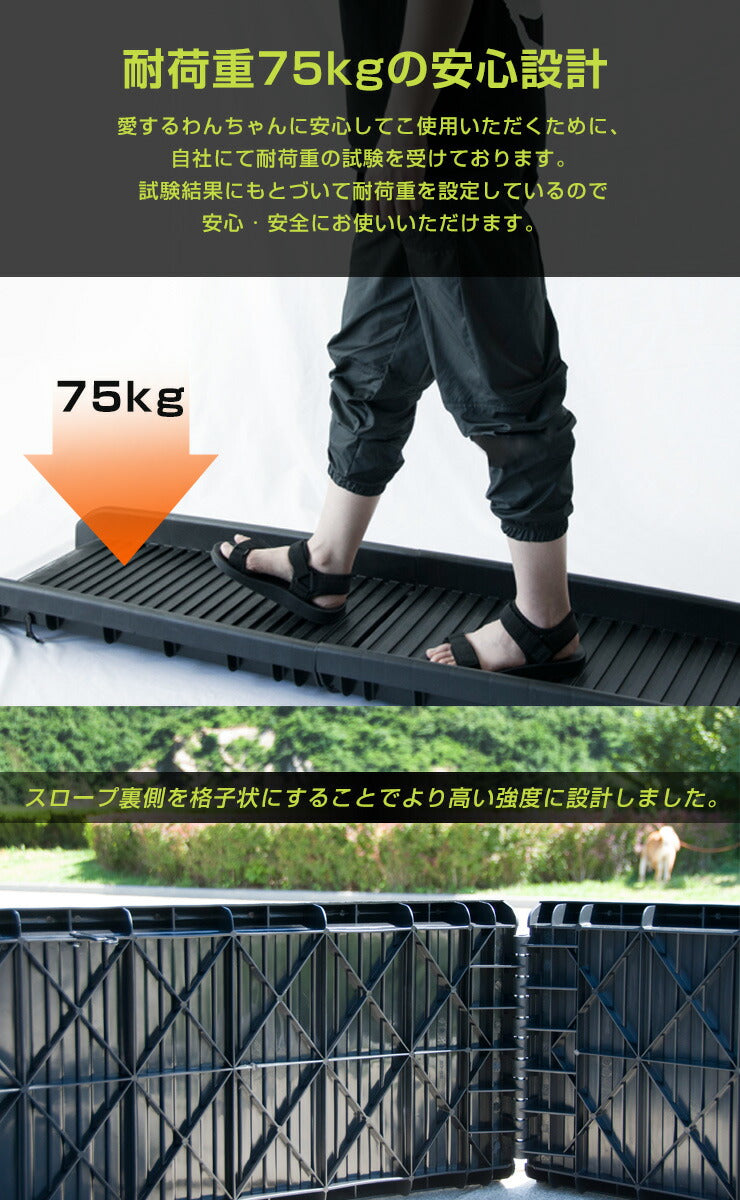 スロープ ペットスロープ ペットステップ 耐荷重75kg 持ち運び 二つ折り 折りたたみ ペット用スロープ コンパクト 段差解消 踏み台 犬 大型犬 小型犬 老犬 ステップ ドッグステップ ドッグスロープ