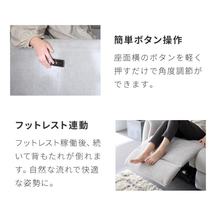 電動リクライニングソファー ヘッドリクライニング USB TYPE-C USBポータ リクライニングソファー リクライニングソファ 可動式 ヘッドレスト フットレスト 三人掛け 3人がけ 3人用