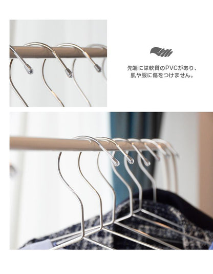ハンガー 100本セット ステンレス おしゃれ シンプル スタイリッシュ スリム コンパクト 省スペース 滑らない 頑丈 さびにくい 丈夫 軽い クロム 日用品 衣類ハンガー 物干しハンガー