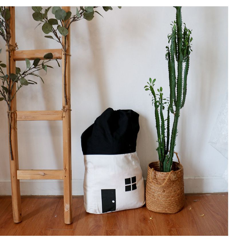 おもちゃ収納袋 ストレージバッグ おもちゃ 収納袋 大容量 ハウス型 かわいい ファブリック 折りたたみ モノトーン 北欧 ランドリーバッグ おもちゃ入れ 子供部屋 お片付けバッグ 子供収納