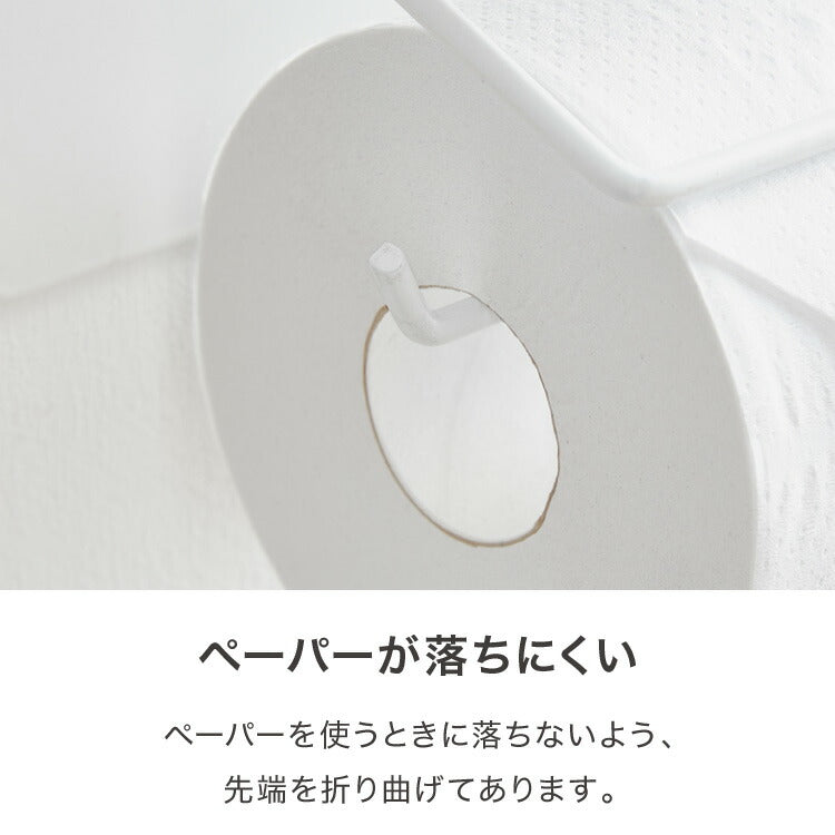 トイレットペーパーホルダー ダブルタイプ 2連 天板 オールスチール スチール 耐荷重5kg 棚付き 飾り棚 おしゃれ モダン トイレ 収納 賃貸 トイレ収納 トイレ用品