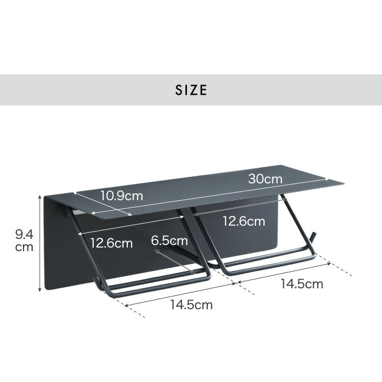 トイレットペーパーホルダー ダブルタイプ 2連 天板 オールスチール スチール 耐荷重5kg 棚付き 飾り棚 おしゃれ モダン トイレ 収納 賃貸 トイレ収納 トイレ用品