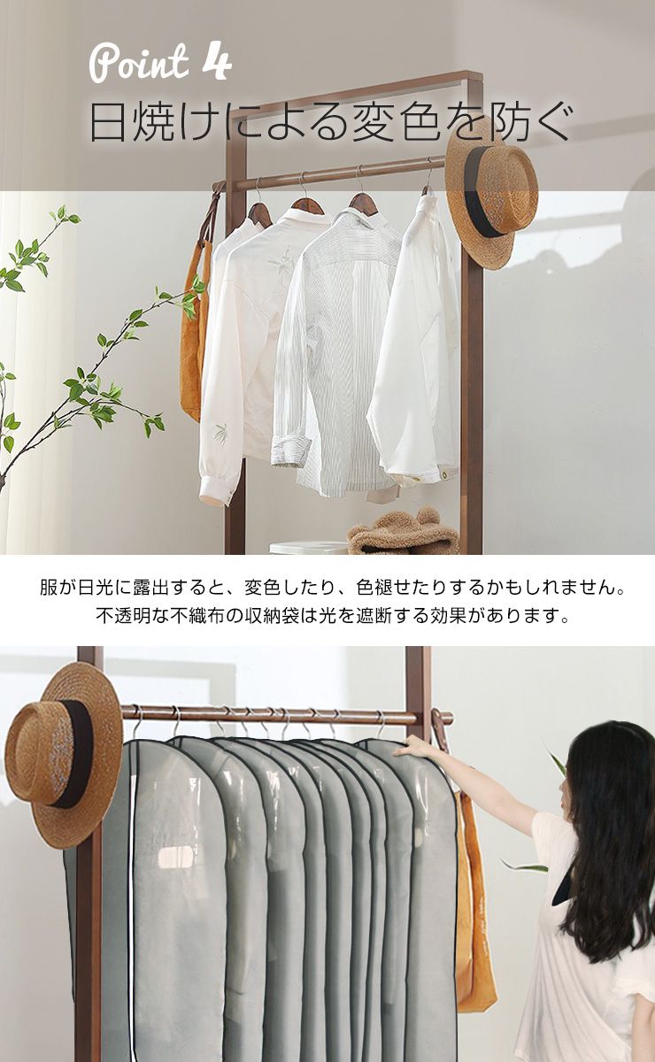 洋服カバー 12枚組 100cm 不織布 通気性 防塵 ほこり防止 日焼け防止 センターファスナー 透明窓 ポケット付き 収納 衣服収納 衣装カバー 衣服カバー 衣類カバー カバー 押し入れ クローゼット ワードローブ 引越 衣替え