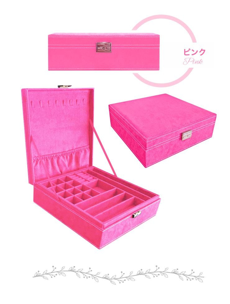 ジュエリーボックス 大容量 鍵付き フェルト 可愛い おしゃれ キッズ アクセサリーボックス ジュエリーケース 収納ボックス ジュエリー収納 ネックレス収納 アクセサリーケース ピアス ネックレス リング