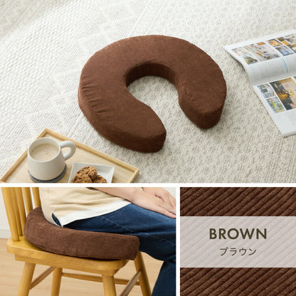 U字クッション 産後 3Dファイバー 洗える U字 コーデュロイ ファイバー 抗菌 防臭 厚手 極厚 円座 術後 手術後 痔 痛み対策 座布団 高齢者 円座クッション 授乳クッション マタニティクッション 無地