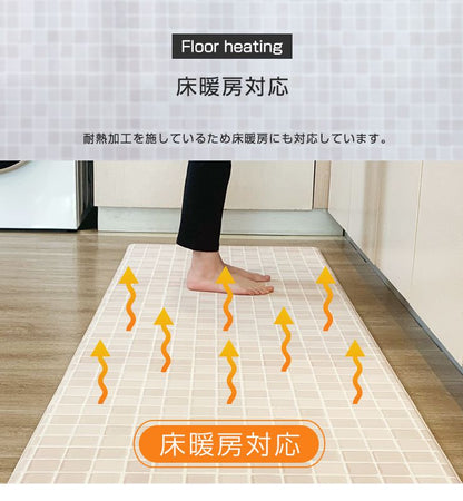 PVCキッチンマット 疲労軽減 体圧分散 厚さ1.2cm 拭ける 60×180cm ワイド 木目 大理石 幅60cm 抗菌 防臭 防ダニ もっちり 肉厚 撥水加工 180cm PVCマット ヨガマット 厚手 洗濯不要 廊下マット