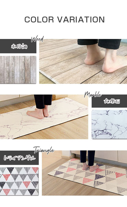 PVCキッチンマット 疲労軽減 体圧分散 厚さ1.2cm 拭ける 60×240cm ワイド 木目 大理石 幅60cm 抗菌 防臭 防ダニ もっちり 肉厚 撥水加工 240cm PVCマット ヨガマット 厚手 洗濯不要 廊下マット