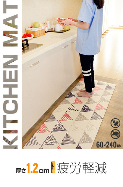 PVCキッチンマット 疲労軽減 体圧分散 厚さ1.2cm 拭ける 60×240cm ワイド 木目 大理石 幅60cm 抗菌 防臭 防ダニ もっちり 肉厚 撥水加工 240cm PVCマット ヨガマット 厚手 洗濯不要 廊下マット