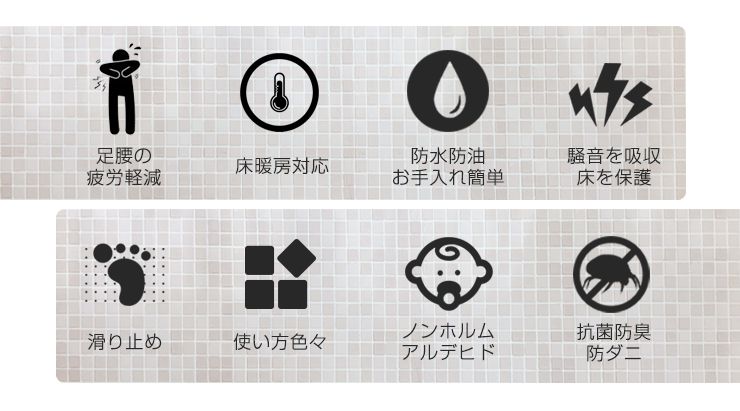 PVCキッチンマット 疲労軽減 体圧分散 厚さ1.2cm 拭ける 60×240cm ワイド 木目 大理石 幅60cm 抗菌 防臭 防ダニ もっちり 肉厚 撥水加工 240cm PVCマット ヨガマット 厚手 洗濯不要 廊下マット