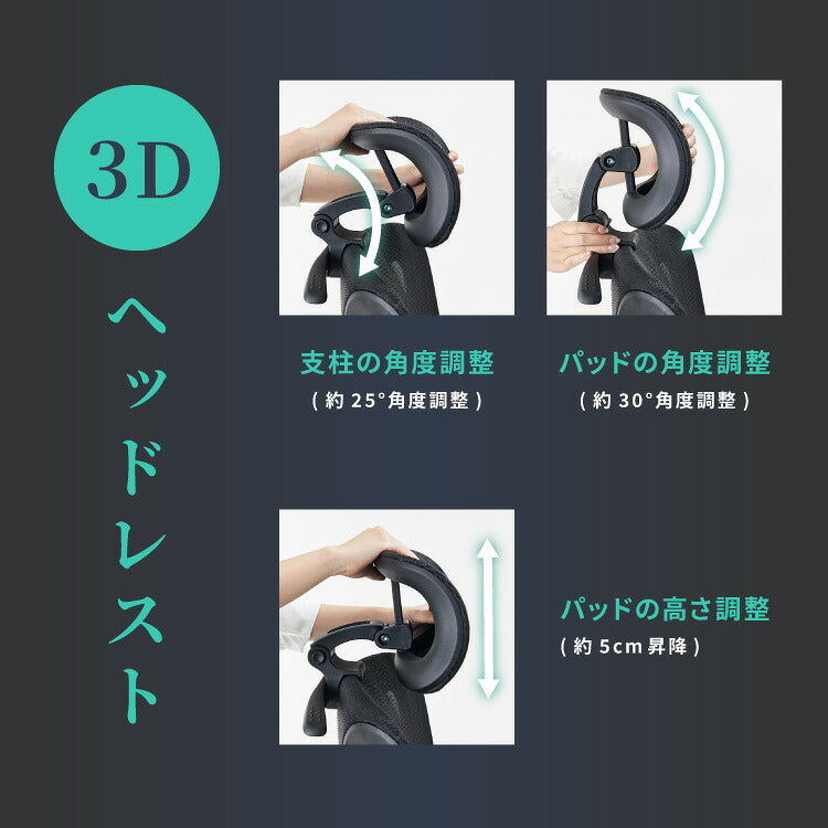 9D オフィス メッシュチェア 耐荷重200kg 幅広座面 1080°アームレスト 3ゾーン腰サポート 150°無段階 リクライニング・フットレスト付 高機能 メッシュチェア officeplus