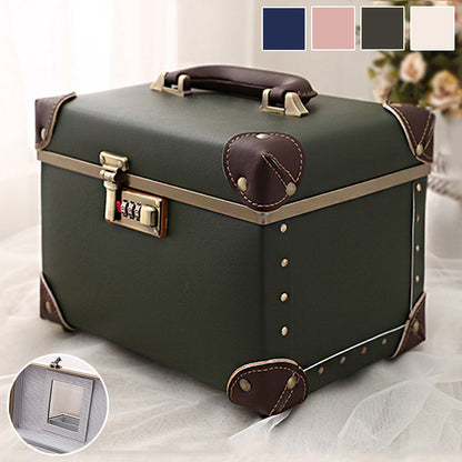 メイクボックス 鏡付き コスメボックス 大容量 収納 トレンチケース かわいい 人気 可愛い コスメケース バニティ コスメ収納 メイク収納 小物入れ 化粧品 化粧水 コスメ