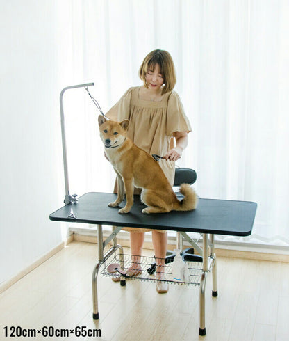 トリミングテーブル 折りたたみ 大型 幅120cm 収納カゴ付き 高さ調節 外付けアーム トリミング台 トリミング 犬用 猫用 テーブル ペット用 グルーミング カット ブラッシング 爪切り お手入れ トリマー 犬 猫 ペット用品