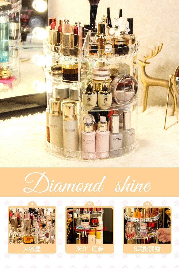 コスメボックス 大容量 360° 回転式 高さ調整 メークボックス 収納 コスメ収納 コスメ プレゼント アクリル 化粧入れ 化粧箱 おしゃれ 可愛い 女性 メイク 回転 クリア 化粧品 収納 ボックス コスメ収納ボックス 収納ケース