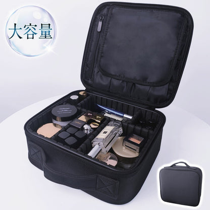 メイクボックス コスメボックス 大容量 多機能 化粧品収納ボックス メイクケース メイクポーチ コスメポーチ 化粧ボックス 仕切り 持ち運び ブラック 洗面所 寝室 旅行 シンプル メイク道具 韓国インテリア 韓国