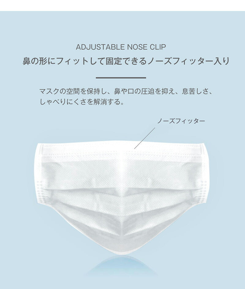 不織布マスク 50枚 三層構造 99％カット 大人用 マスク 白 ホワイト ウイルスカット BFE99カット 高密度フィルター レギュラー ホワイト 使い捨て 不織布 飛沫防止 PM2.5対応 ブルー