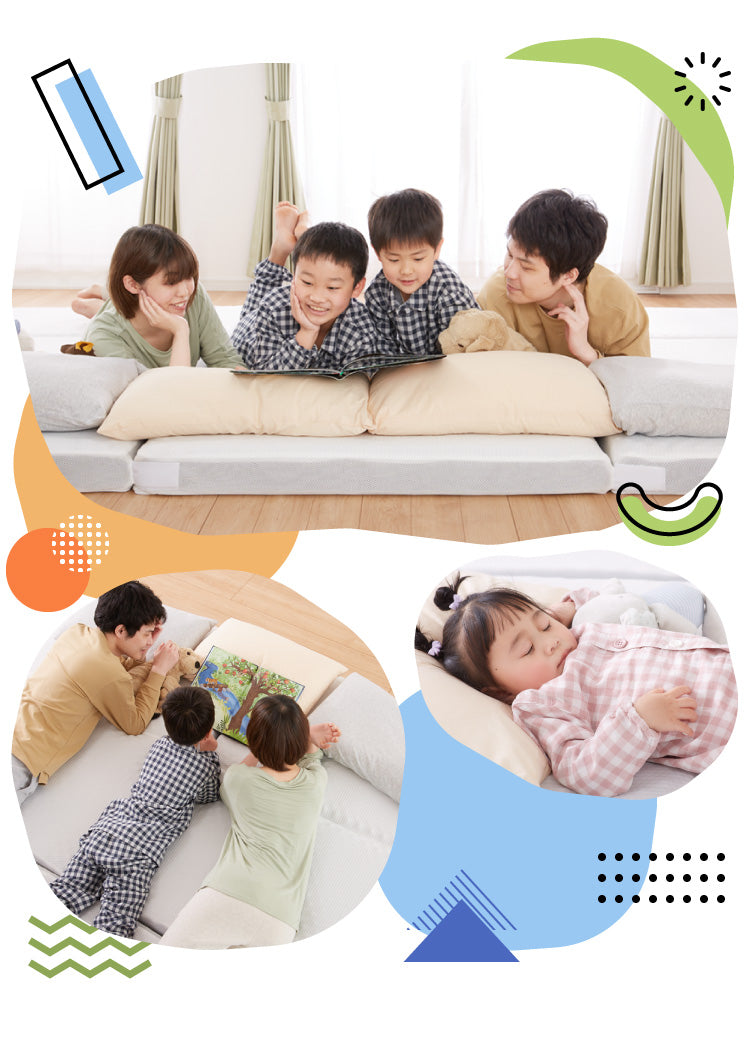【5%OFF】折りたたみマットレス コンパクト ホワイト 厚さ10cm 幅280cm 炭入り 三つ折り 高反発 190N 4人用 シングル3枚組ファミリーサイズ