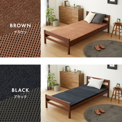 マットレスカバー 4cm 三つ折り シングル 洗える リバーシブル メッシュ パイル ブラック グレー ブラウン ホワイト シンプル マットレスシーツ カバー シーツ ボックスシーツ コの字ファスナー