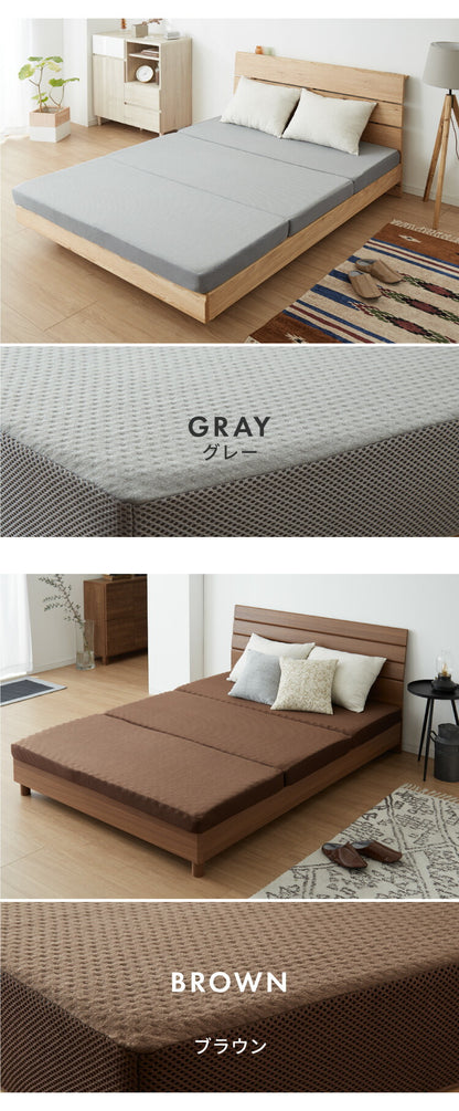 マットレスカバー 10cm 三つ折り セミシングル シングル 洗える リバーシブル メッシュ パイル ホワイト ブラウン ブラック ベージュ ネイビー グレー シンプル マットレスシーツ カバー シーツ ボックスシーツ コの字ファスナー