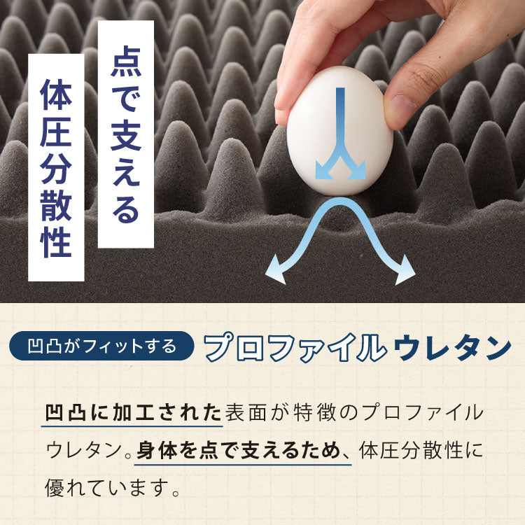 【選べる中材3タイプ】マットレス 折りたたみ 高反発 竹炭入り シングル 3Dセル 3つ折り フラット プロファイル 厚さ10cm 190N 抗菌 防臭 洗える