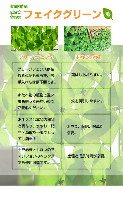 グリーンフェンス 1m×3m 目隠しフェンス 緑 目隠しグリーンフェンス 目隠し 窓 日よけ 日除け ダブルリーフ プラスチック おしゃれ ベランダ 庭 玄関 オフィス 壁掛け カーテン フェンス グリーンカーテン【送料無料】