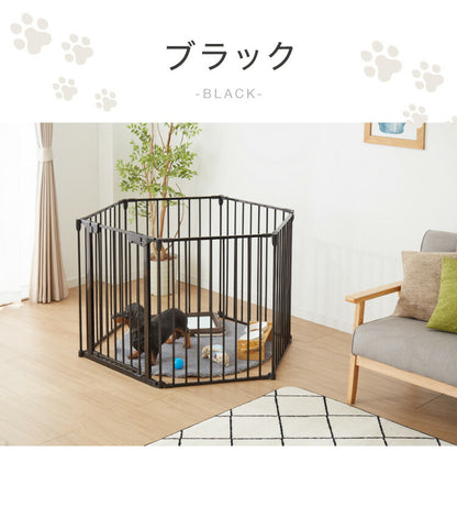 ペットサークル 折りたたみ 6枚セット 高さ75cm ブラック ホワイト 扉付き コンパクト 組立簡単 シンプル ペットフェンス ペットケージ ケージ ドッグフェンス ドッグサークル ドッグハウス ペットハウス サークル 犬 犬用品 ペット