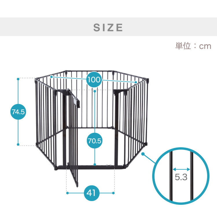 ペットサークル 折りたたみ 6枚セット 高さ75cm ブラック ホワイト 扉付き コンパクト 組立簡単 シンプル ペットフェンス ペットケージ ケージ ドッグフェンス ドッグサークル ドッグハウス ペットハウス サークル 犬 犬用品 ペット
