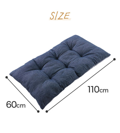 長座布団 綿100% デニム調 リバーシブル 60×110cm 厚み8cm おしゃれ シンプル 昼寝 一人暮らし フロアクッション コットン ごろ寝マット ごろ寝クッション ごろ寝 座布団 ごろ寝長座布団 こたつ マット