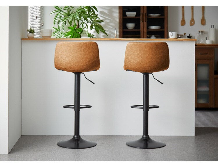 【数量限定】カウンターチェア バーチェア 2脚セット 背もたれ付き 回転式 昇降式 レザー カフェ風 北欧 ヴィンテージ 喫茶店風 おしゃれ レトロ モダン アンティーク ハイスツール チェア スツール