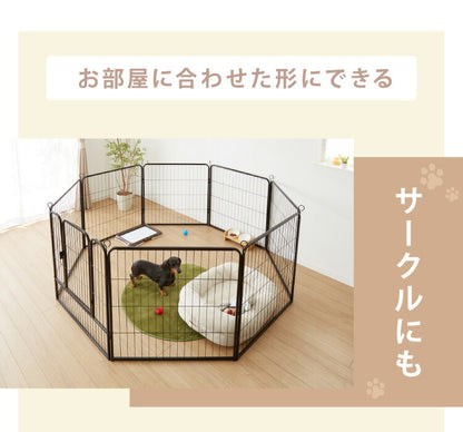 ペットサークル 折りたたみ 高さ80cm ドア付き 組立簡単 八角形 ジョイント式 おしゃれ フェンス ドッグケージ 犬ケージ ペットケージ ペットフェンス 中型犬 大型犬 犬用 ラージタイプ 室内 屋外 柵 多頭飼い 広い 小型犬