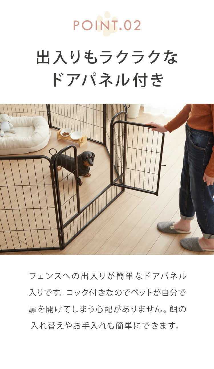 ペットサークル 折りたたみ 高さ80cm ドア付き 組立簡単 八角形