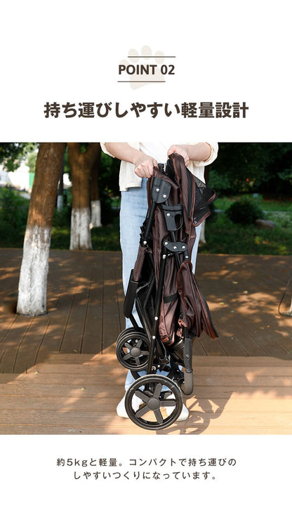 ペットカート 折りたたみ 多頭 ワンタッチ 3輪 軽量 ストッパー付き ペットバギー 小型犬 大型犬 中型犬  コンパクト 猫 犬 お散歩 小動物