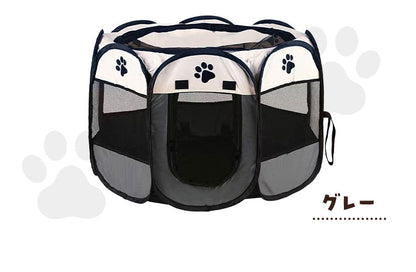 メッシュサークル 折りたたみ L 幅114cm 小型犬 中型犬 飛び出し防止屋根付き 室内 屋外 持ち運び コンパクト アウトドア 旅行【送料無料】