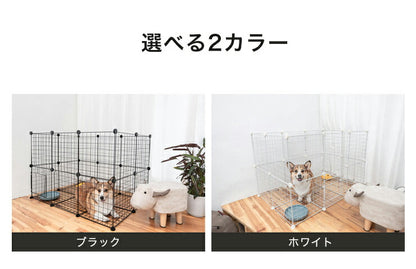 ペットフェンス ジョイント式 ドア付き 扉2個付き 26枚組 ペットサークル 屋外 スチール製 組立簡単 犬 猫 キューブ 収納 ペットゲート ガード 柵 パーテーション 仕切り