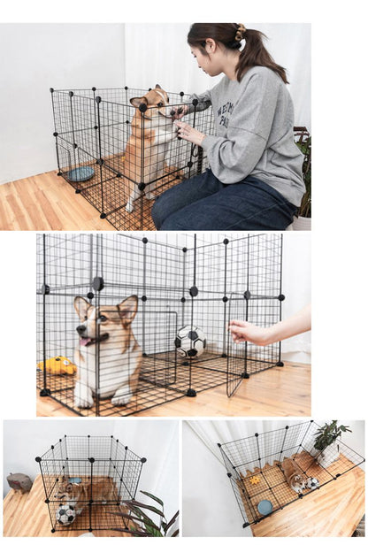 ペットフェンス ジョイント式 ドア付き 扉2個付き 26枚組 ペットサークル 屋外 スチール製 組立簡単 犬 猫 キューブ 収納 ペットゲート ガード 柵 パーテーション 仕切り