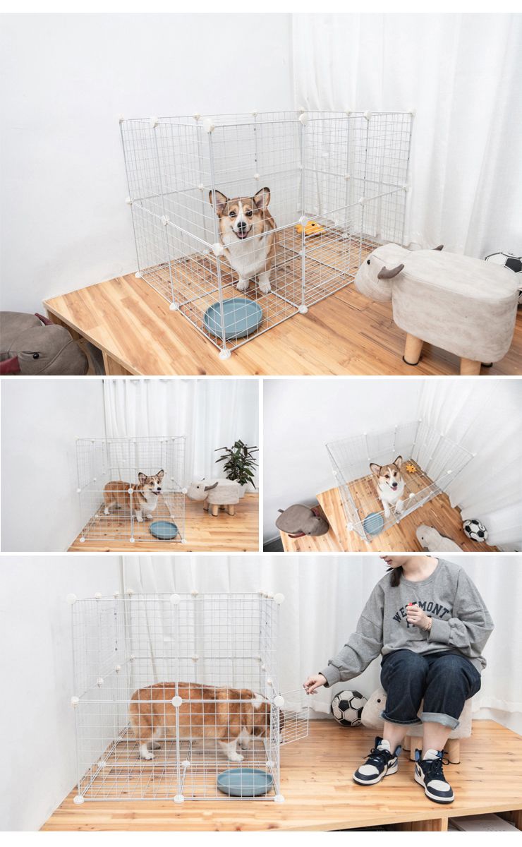 ペットフェンス ジョイント式 ドア付き 扉2個付き 26枚組 ペットサークル 屋外 スチール製 組立簡単 犬 猫 キューブ 収納 ペットゲート ガード 柵 パーテーション 仕切り