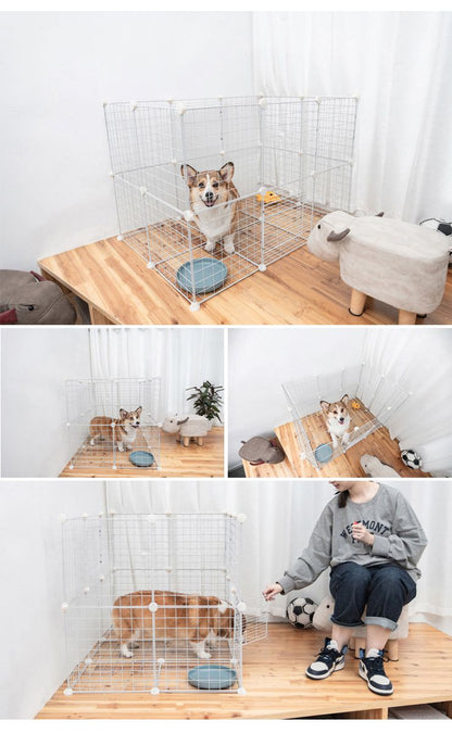 ペットフェンス ジョイント式 ドア付き 扉2個付き 26枚組 ペットサークル 屋外 スチール製 組立簡単 犬 猫 キューブ 収納 ペットゲート ガード 柵 パーテーション 仕切り