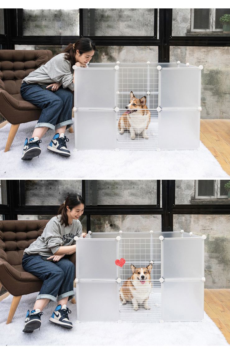 ペットフェンス ジョイント式 ドア付き 扉2枚付き 26枚組 ペットサークル 屋外 透明 パネル 組立簡単 犬 猫 キューブ 収納 ペットゲート ガート 柵 パーテージ 仕切り