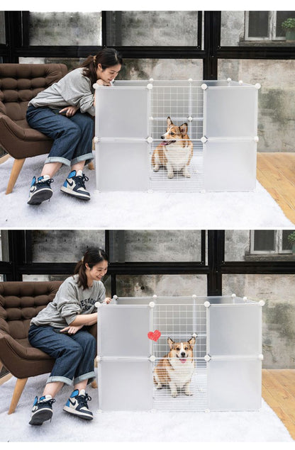 ペットフェンス ジョイント式 ドア付き 扉2枚付き 26枚組 ペットサークル 屋外 透明 パネル 組立簡単 犬 猫 キューブ 収納 ペットゲート ガート 柵 パーテージ 仕切り