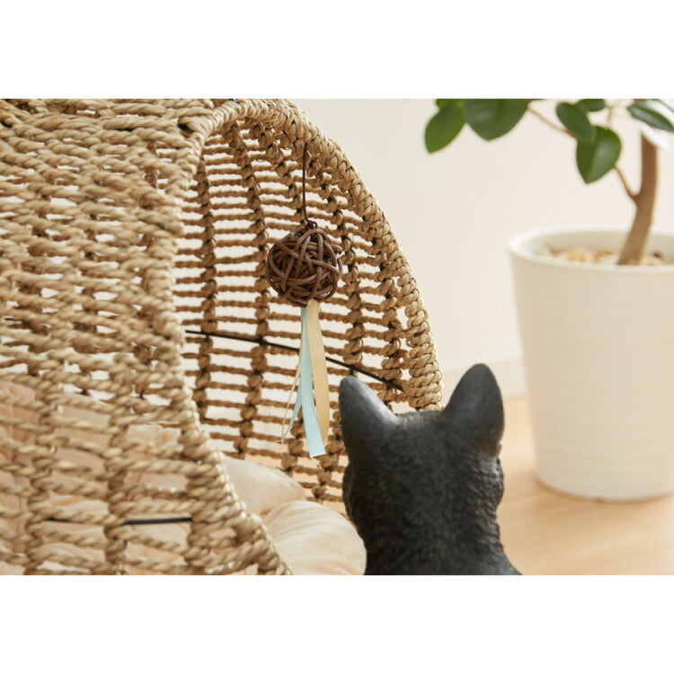 ペット用ハンギングチェア クッション付き シーグラス製 丸型 おしゃれ ナチュラル 北欧 かわいい ペットチェア 猫ベッド ペットベッド ペットハウス キャットチェア ペット用 猫用 ペット用家具 キャットハウス 吊り下げ式 ペット 室内