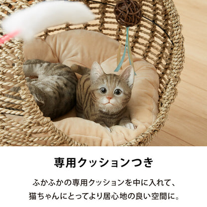 ペット用ハンギングチェア クッション付き シーグラス製 丸型 おしゃれ ナチュラル 北欧 かわいい ペットチェア 猫ベッド ペットベッド ペットハウス キャットチェア ペット用 猫用 ペット用家具 キャットハウス 吊り下げ式 ペット 室内