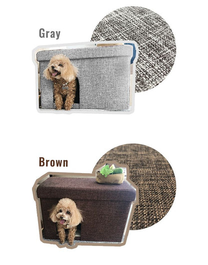 ペットハウス スツール ワイド 長方形 幅60cm ファーブリック 折りたたみ 耐荷重100kg 撥水 おしゃれ ペット用ハウス 折りたたみ