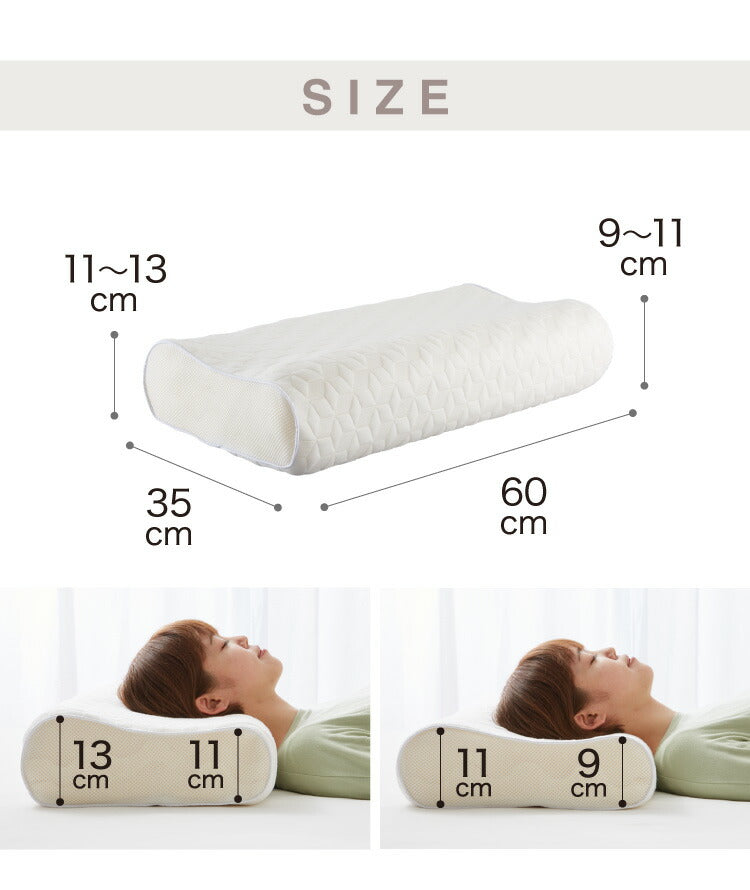 低反発枕 洗える 低め 高め 高さ9～11cm 高さ調節 高さ調整 幅60cm ニット生地 洗えるカバー メッシュ生地 シンプル 枕 ピロー まくら 低反発 ウレタン ウレタン枕 安眠 快適 快眠 ウェーブ構造 フィット リラックス カバー