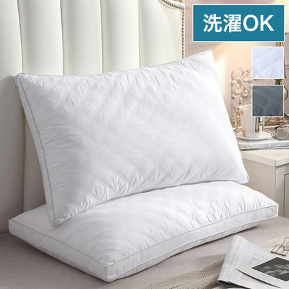 枕 まくら 洗える 74×48cm ホテル仕様 綿100% 生地 ポリエステル綿 高さ 2タイプ 寝具 シンプル 寝返り 肩こり まくら ピロー ウォッシャブル 洗濯可能